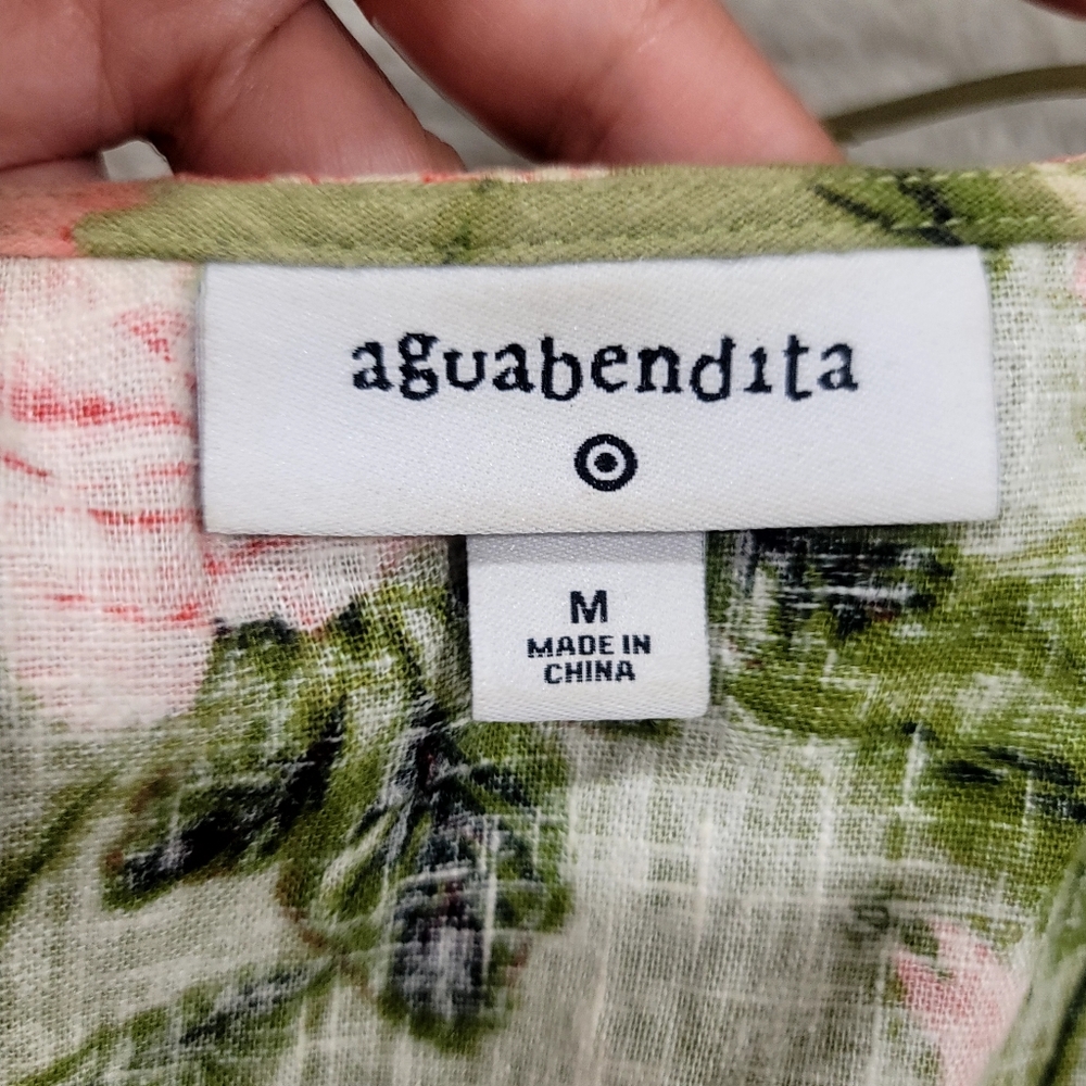 Agua Bendita Peony Print Croped Wrap Top Size Medium - Picture 10 of 15